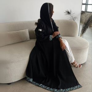 Abaya encaje musulmán personalizado Floral bordado tela intrincado Bhurkha patrón elegante de gama alta ropa de boda vestido de novia - Product Image 5
