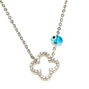 Collier en argent sterling 925 avec pendentif œil porte-bonheur et marguerite, orné d'une pierre blanche, idéal pour les occasions spéciales - Product Image 3