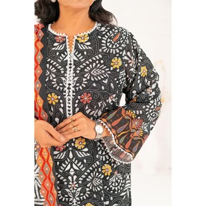 ชุดสัลวาร์กะมีซผ้าฝ้ายพิมพ์ลายแบบ 3 ชิ้น พร้อมผ้าคลุมไหล่ สำหรับงานเทศกาลแบบปากีสถานและอินเดีย รุ่น K-52111 - Product Image 3