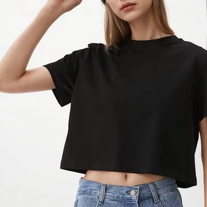 Top qualité OEM personnalisé femmes recadrée droite coton t-shirt été décontracté à manches courtes Boxy t-shirt respirant hauts pour les femmes - Product Image 2
