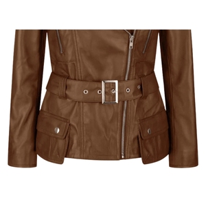 Blouson de moto en cuir d'agneau véritable pour femme, imprimé, fermeture éclair sur le devant, personnalisable, hiver, écologique, séchage rapide - Product Image 6