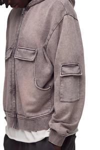 Sweat-shirts à capuche surdimensionnés à la mode, à fermeture éclair, en coton mélangé respirant, lavés à l'acide, pour hommes, pour l'hiver - Product Image 4