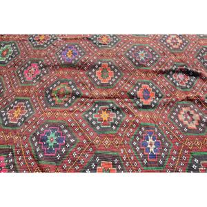 Tapis turc vintage, tapis Kilim 6,6x10,6 pieds, grand tapis Ikat rouge - Product Image 5