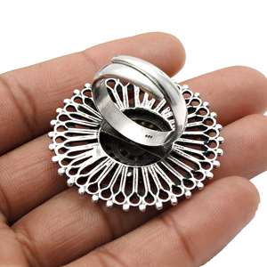 Solid 925 Sterling Oxidized Silver Ethnic Style Adjustable <b>Ring</b> for Woman Handmade <b>Indian</b> Fine Jewelry for Wedding Anniversary - Product Image 5