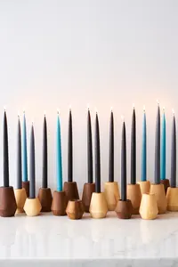 Ensemble de 3 bougeoirs en fer de conception créative, table à manger de couleur naturelle, table d'appoint, Offre Spéciale de maison, hôtels et restaurants - Product Image 5