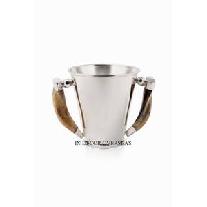 Vente chaude Simple Standard Designer Argent Brillant Poli Seau À Vin En Métal De La Meilleure Qualité Avec Poignées En Cuir Baignoires - Product Image 2