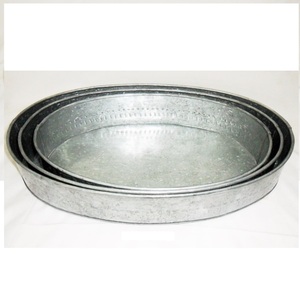 Lot de 3 Plateaux de Service en Métal Galvanisé de Style Luxe Personnalisables pour Usage Alimentaire Domestique Fabricant Indien à Bas Prix - Product Image 5