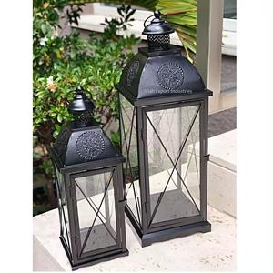 Popular Matt Black <b>Square</b> Metal <b>Candle</b> Lantern With Inside Glass for Indoor & Outdoor Decorative Hanging Lanterns - Product Image 1
