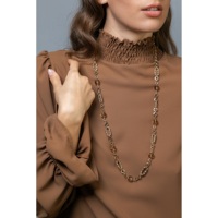 Collier long pour femme, fabriqué en Italie, 86 cm, avec cristaux, plaqué or 18 carats