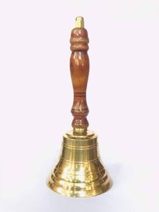 Cloche à main en laiton pur Cloche à main en laiton pur de la plus haute qualité avec manche en bois du fabricant en Inde - Product Image 6