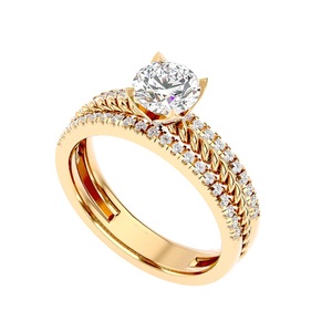 Juego de anillos de compromiso de diamantes originales de doble fila Half Eternity Lab Grown Diamond 1,5 CTW Round Cut Lab Grown Diamond Wedding Ring - Product Image 3