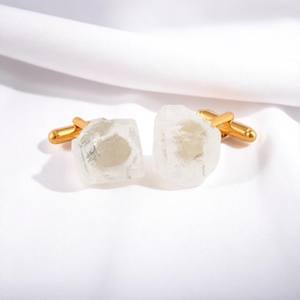 925 argent Sterling cristal brut Quartz pierres précieuses boutons de manchette forme naturelle Unique hommes bijoux cadeau de mariage boutons de manchette faits à la main - Product Image 1