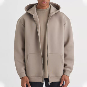 Sweat-shirts à capuche zippés épais pour hommes, sweats oversize unis en molleton de coton, sweats à capuche brodés, sweats à capuche personnalisables avec logo - Product Image 1