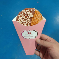 Support pour gaufres bulles, emballage en cône, papier couché imprimé personnalisé, papier alimentaire, emballage pour crêpes, jetable, biodégradable