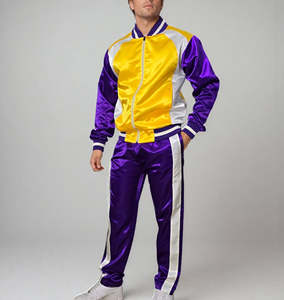 High Quality Nylon Shiny Satin Zipper <b>Hoodie</b> & Trouser Set Men's Winter Casual Wear Printed Logo Plus Size Streetwear Tracksuits - Product Image 2