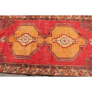 พรมตุรกี, พรมปูพื้นขนาด 3.6x8.7 ฟุต, พรมขนสัตว์สีแดงเหลือง - Product Image 5