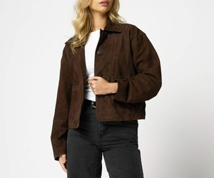 Blazer de Cuero de Ante para Mujer, Nuevo, Estilo Clásico, Cierre de Botones, Tendencia de Moda, Ropa Exterior para Otoño e Invierno - Product Image 5