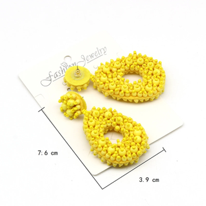 ต่างหูลูกปัดสีเหลือง, ต่างหูอินเทรนด์ผู้หญิง, Boho, ตุ้มหูตุ้งติ้งตุ้งติ้งชาติพันธุ์เครื่องประดับทำมือ, งานแต่งงาน - Product Image 2