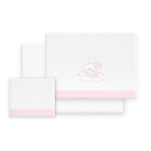 Juego de Ropa de Cama de Franela de 3 Piezas con Diseño de Osos y Corazones para Cochecito, Modelo Tejido con Patrón de Personajes OSO CORAZONES - Product Image 1
