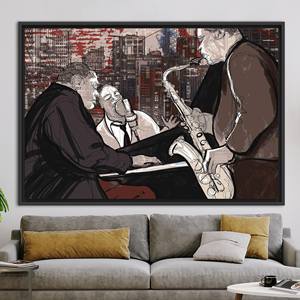 Pintura de Músicos de Jazz - Arte Impreso en Lienzo para Decoración Moderna, 1 Pieza: Marco Negro - Product Image 1