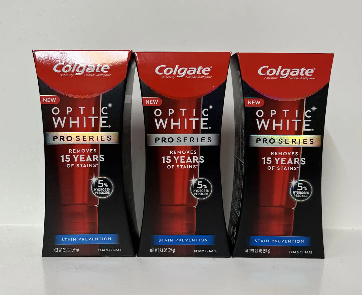 Colgate Optic White Proシリーズホワイトニング歯磨き粉、5% 過酸化水素、エナメル強度、3オンスチューブ