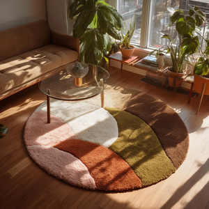 Olive Green Wool Area <b>Rug</b> with Modern Wavy Stripe Design | Contemporary Living Room Floor Carpet Minimalist Home Decor - Product Image 4