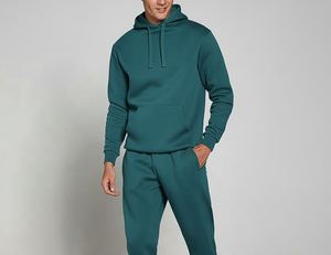 Casual Custom Logo Tracksuits With Hood Plain Hoodie and Joggers Set for Men Heavy Weight Cotton Fleece <b>Drop</b> Shoulder Oversize - Product Image 2