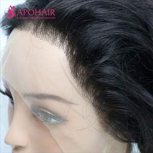 APOHAIR vente en gros 180 densité malaisienne naturelle vierge Remy perruques de cheveux humains crépus droite vague profonde avant de lacet perruques brésiliennes - Product Image 2