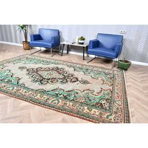 Alfombra, 5.8x9.5 pies, Alfombra Vintage, Alfombra Azul Marroquí de Lana - Product Image 4