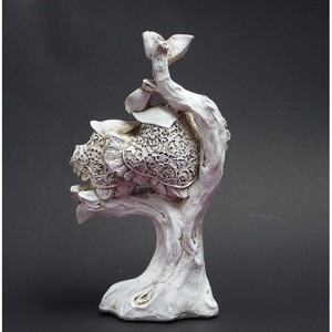 Par de Búhos de Resina para Decoración de Mesa, Búho Blanco en Rama, Pieza Decorativa, Escultura de Resina Hecha a Mano - Product Image 3