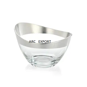 Bol de service en métal argenté fantaisie, élégant, grand, design moderne, luxe, antique, design en métal - Product Image 3