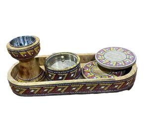Quemador de Incienso de Madera Hecho a Mano Portátil con Tapa, Diseño Pintado a Mano, Juego de Bandeja para Bakhoor y Mubakhar al Mejor Precio - Product Image 6