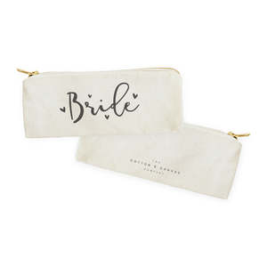 Bride Cotton Canvas Lady Fashion Pencil <b>Case</b> and Travel <b>Makeup</b> Pouch Foldable and Portable with Handle Letter Patterned Bag - Product Image 2