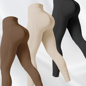 กางเกงโยคะเก้าจุดเอวสูงของผู้หญิงเลกกิ้งแบบถักรัดหน้าท้องไร้รอยต่อกางเกงรัดเอวยางยืดแบบปิด - Product Image 2