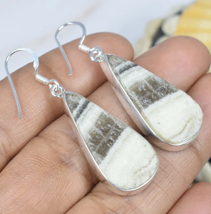 Ágata con bandas naturales, piedra preciosa de Plata de Ley 925, pendiente de gancho largo, joyería hecha a mano, pendiente en forma de pera, regalo para el Día de San Valentín - Product Image 3