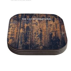 Juego de 4 posavasos de madera con base de alambre metálico dorado, accesorios de cocina portátiles - Product Image 4