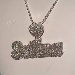 Hip Hop Entièrement Glacé Moissanite Argent Sterling Plaqué Or Sur Mesure Unisexe Pendentif Collier avec Ailes Conception - Product Image 1