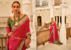 Plato Varanasi Silk Saree Festive Wear Vêtements indiens et pakistanais Vente en ligne - Product Image 5