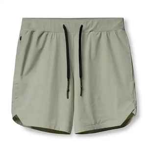 ชุดกางเกงขาสั้นผู้ชายผ้าโพลีเอสเตอร์100% สูงสีทึบพิมพ์โลโก้กางเกงยางยืดระบายอากาศน้ำหนักเบาแห้งเร็ว - Product Image 2