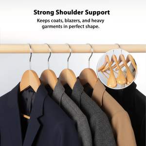 Premium Solid Wood Clothes <b>Hangers</b> for Suits, Shirts & Coats | Durable Non-Slip Wooden <b>Hangers</b> OEM Wholesale - Product Image 2