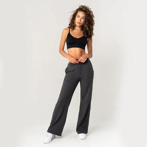 Pantalones de chándal acampanados de carbón informal para mujer más cómodos con cintura media elástica para hombres - Product Image 2