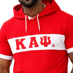 Kappa Alpha Psi Short Sleeve <b>Hoodie</b> Red White NUPE Greek Fraternity <b>Lightweight</b> Pullover - Product Image 5