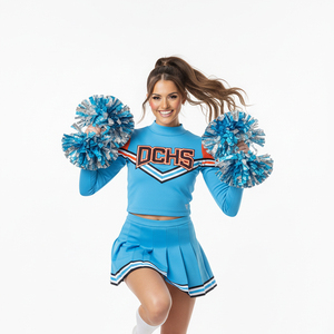 Uniformes de Animadoras Americanas Personalizados, Color Azul Cielo, Manga Larga, para Jóvenes - Product Image 1