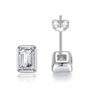 NOVAMART Fine Confidence-Boosting 1.2ct <b>Crystal</b> Clear Emerald Cut Moissanite <b>Stud</b> <b>Earrings</b> Wholesale Export - Product Image 3
