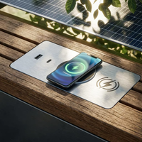 Banc solaire intelligent pour extérieur - Station de charge USB/sans fil alimentée par l'énergie solaire avec éclairage LED pour parc public et ville intelligente