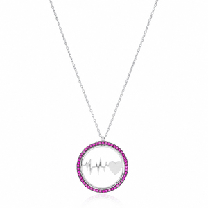 Pendentif coeur et battement de coeur pierre rubis vente en gros de bijoux de mode en argent Sterling 925 pour femme - Product Image 3