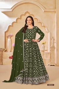 Costume lourd en fausse Georgette Anarkali dans de belles couleurs - Product Image 3