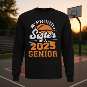 Camiseta de manga larga para hermana orgullosa de un graduado de baloncesto de 2025 - Product Image 3