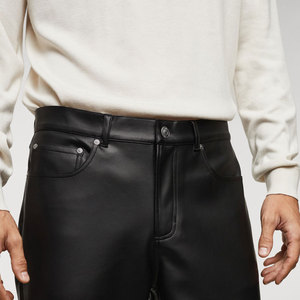 Ropa de calle de alta calidad, precio al por mayor, pantalones de cuero para hombre, pantalones de cuero de mejor estilo personalizados en color sólido - Product Image 5