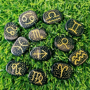 Black Agate Reiki Symbols Astrology <b>Set</b> | Reiki <b>Set</b> | Flat Cabochon Spiritul Reiki <b>Crystal</b> <b>Set</b> From Exis <b>Crystal</b> Exports - Product Image 5